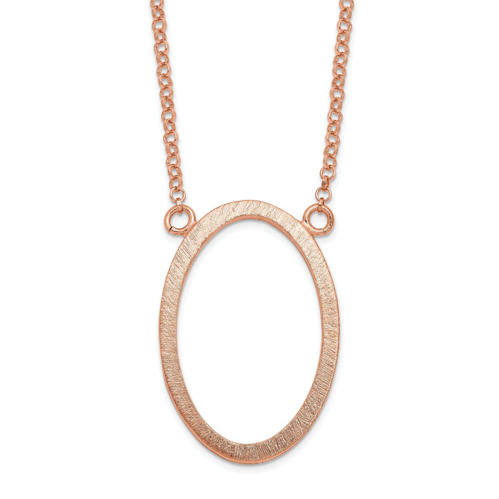 Silver Rose Gold-tone Oval Necklace