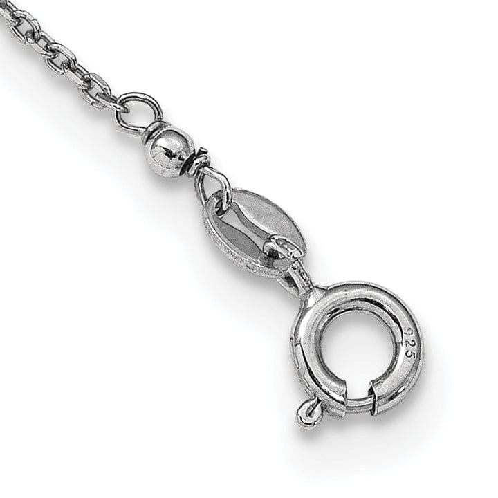 Sterling Silver Polished Crystal Oval Necklace