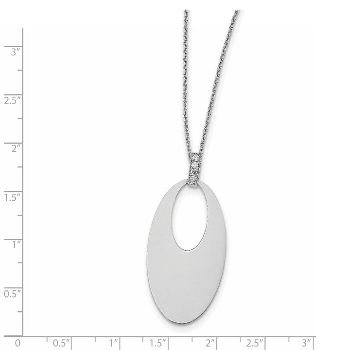 Sterling Silver Polished Crystal Oval Necklace
