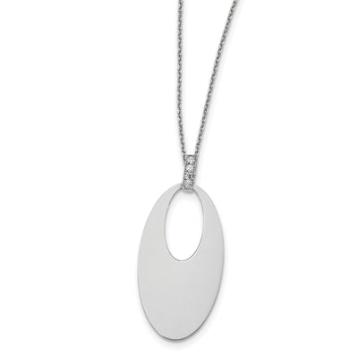 Sterling Silver Polished Crystal Oval Necklace at $ 46.2 only from Jewelryshopping.com