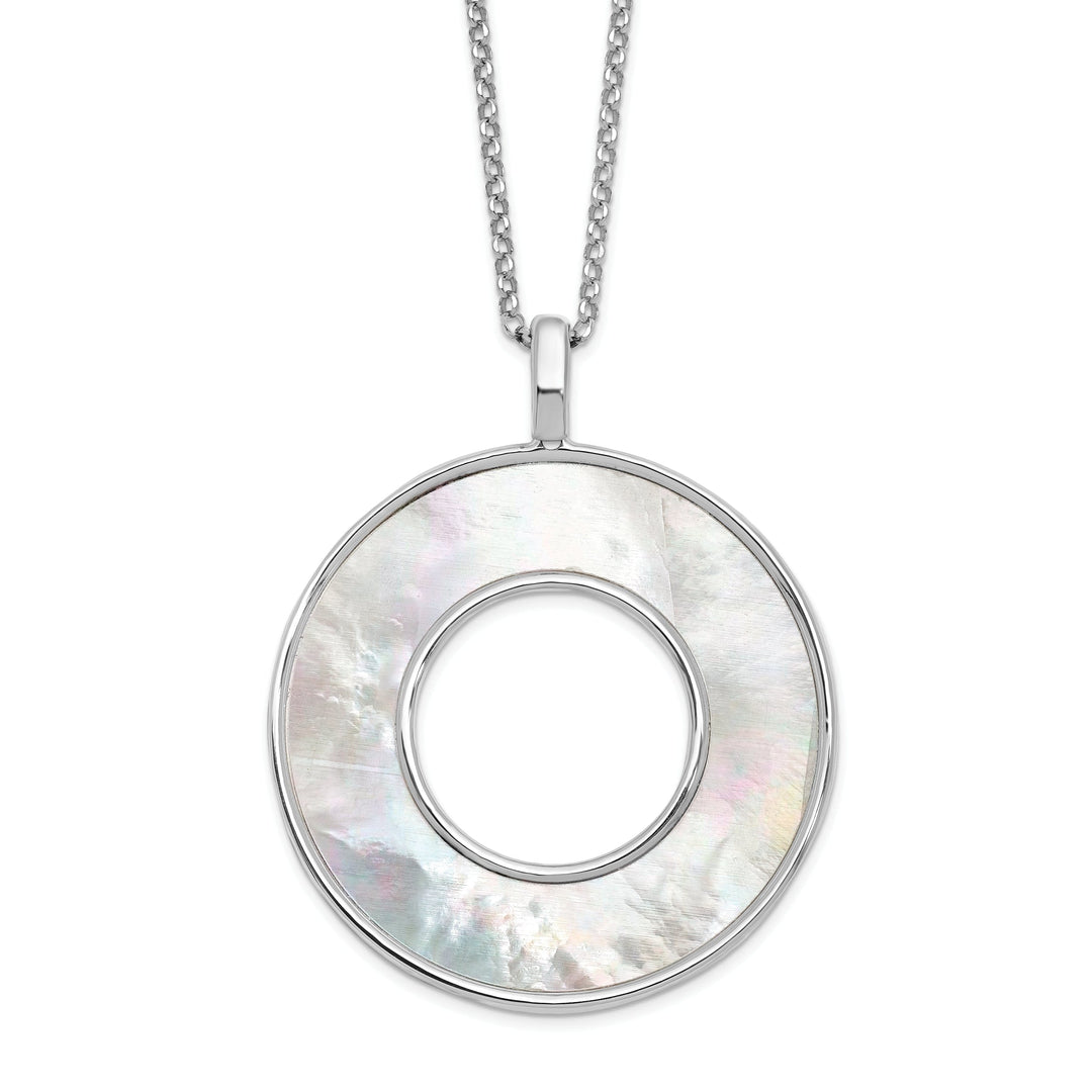 Silver Mother of Pearl Circle Pendant Necklace