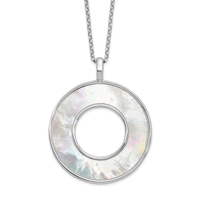 Silver Mother of Pearl Circle Pendant Necklace at $ 142.42 only from Jewelryshopping.com