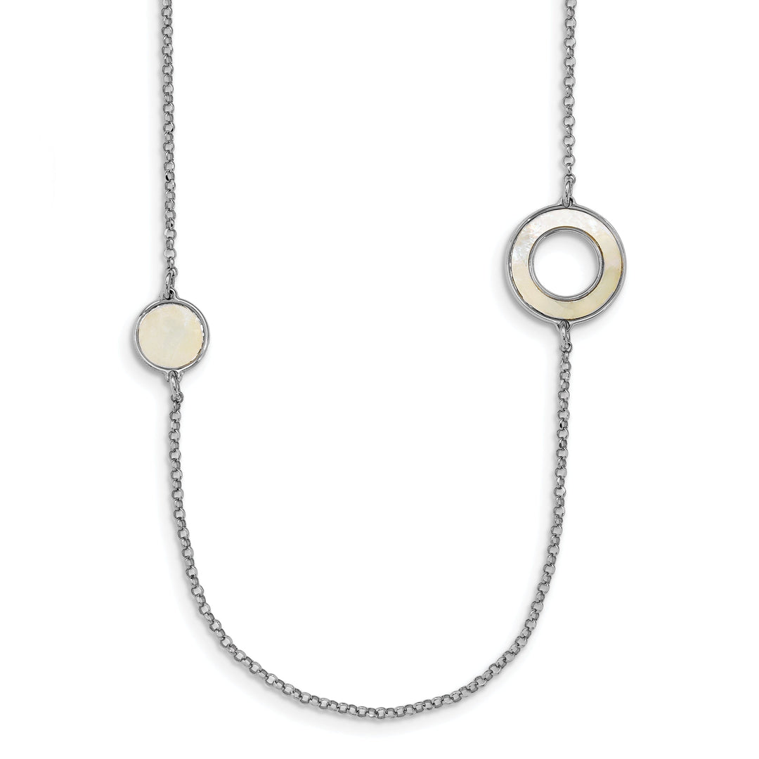 Leslies Silver Mother of Pearl Circles Necklace