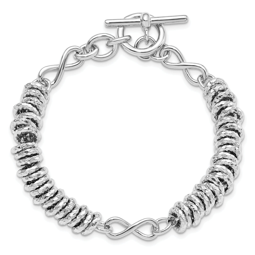 Leslie Silver Polished Infinity Toggle Bracelet