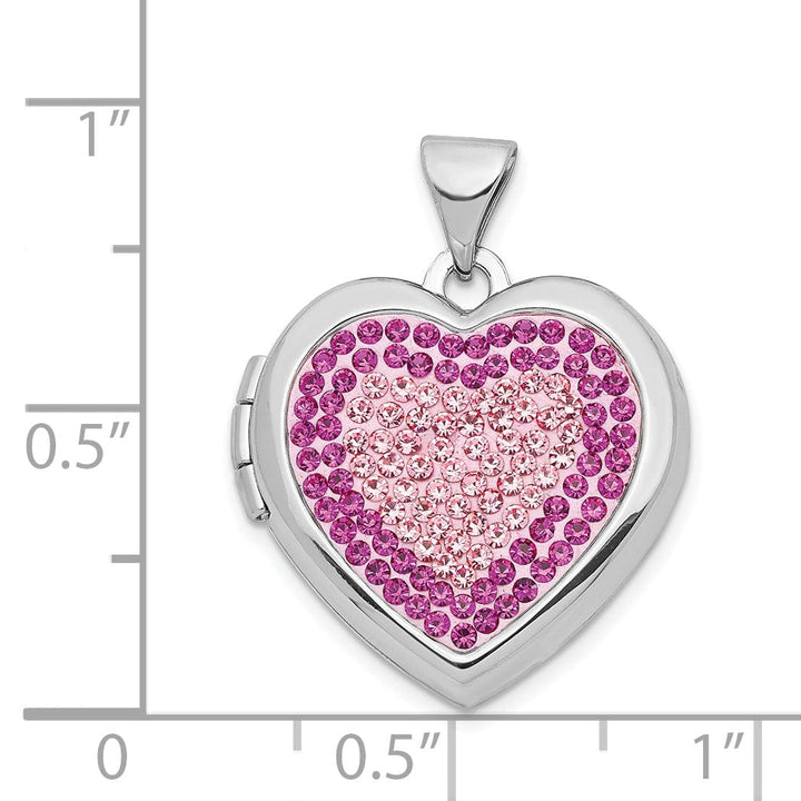 Silver Heart RoseLight Rose Crystal Locket