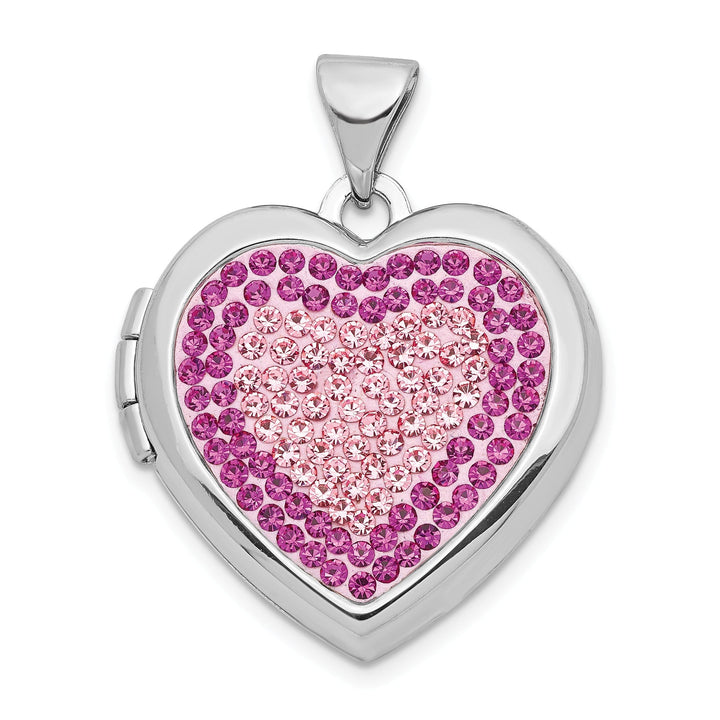 Silver Heart RoseLight Rose Crystal Locket