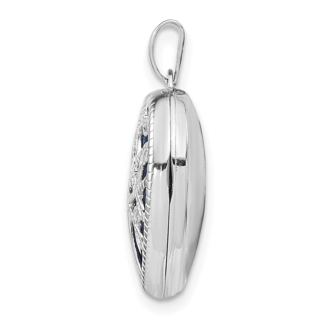 Sterling Silver Rhodium-plated 18mm Filigree Tree Heart Locket