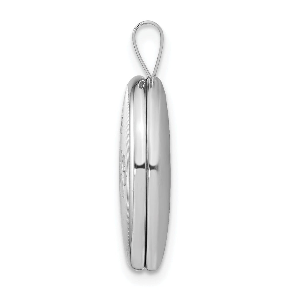 Sterling Silver Rhodium-plated Oval Satin and Polished Paw Prints Locket
