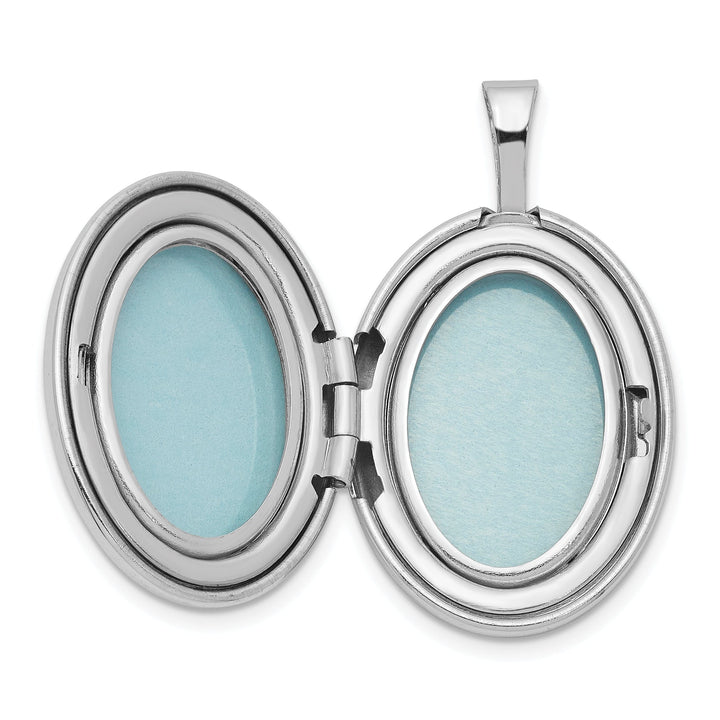 Sterling Silver Rhodium-plated Oval Satin and Polished Paw Prints Locket
