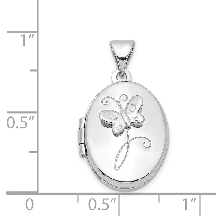 Sterling Silver Rhodium-plated 17x14mm Butterfly Locket