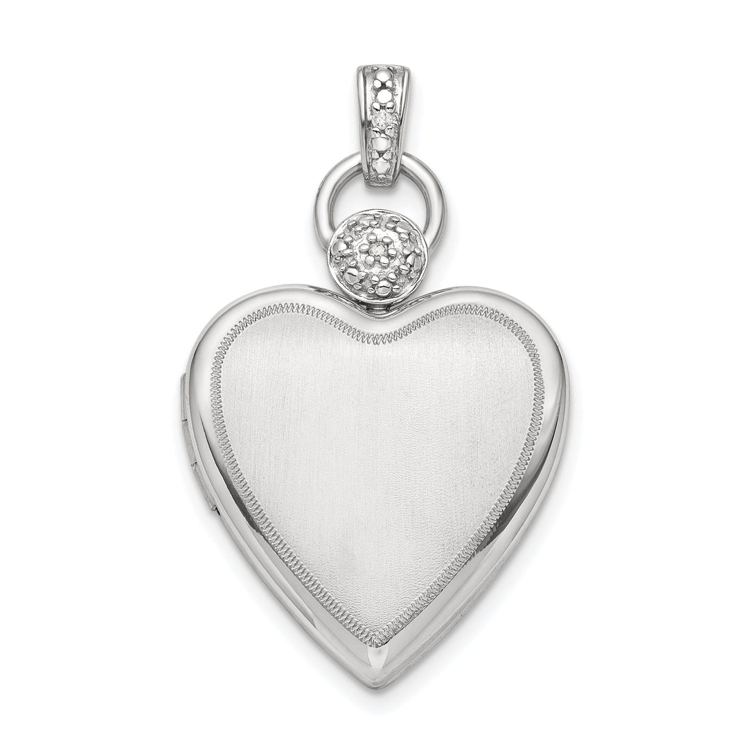 Sterling Silver Diamond Accented Satin Locket Pendant
