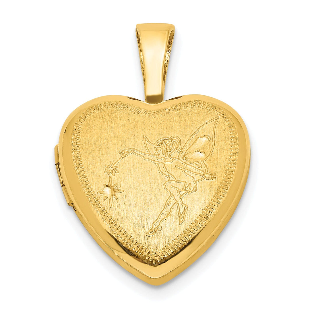 Sterling Silver Gold-plated 12mm Fairy Heart Locket