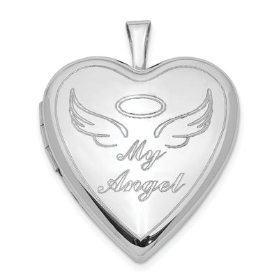 Sterling Silver 21mm Polished My Angel Heart Locket