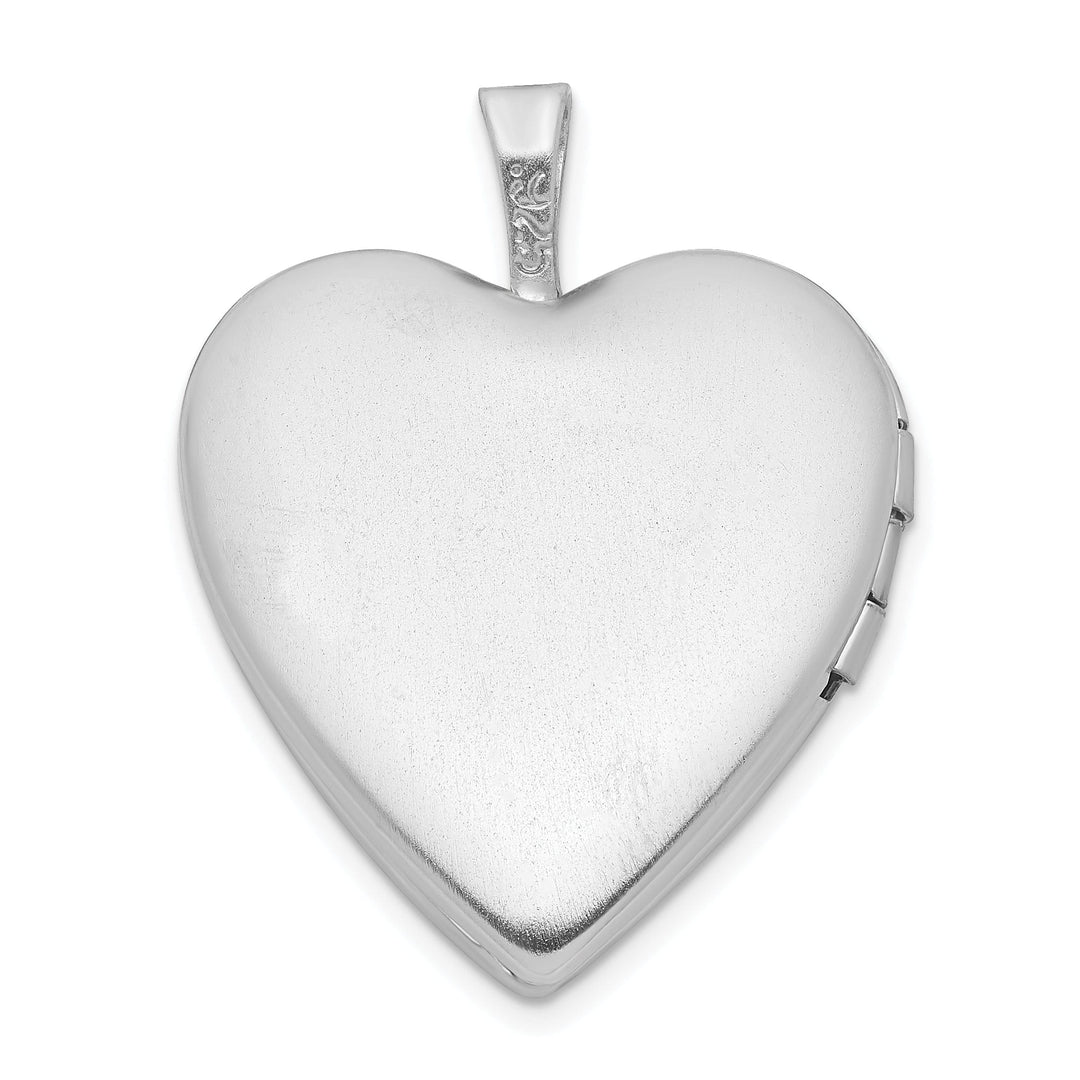 Sterling Silver Rhodium-plated Feather Design Heart Locket