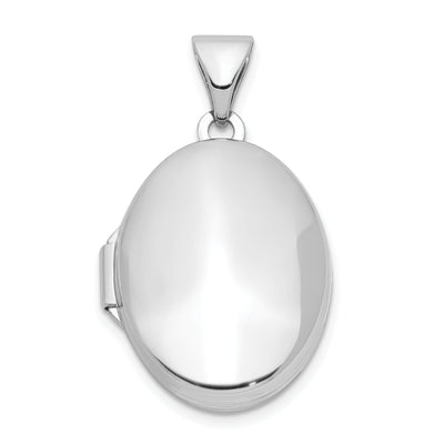 Sterling Silver Rhodium-plated Polished 17mm Domed Oval Locket