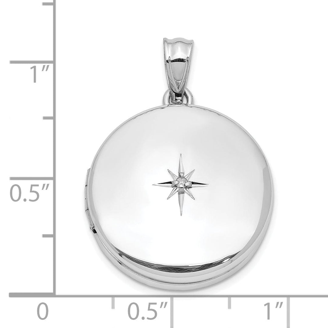 Sterling Silver 20mm Diamond Polished Round Locket
