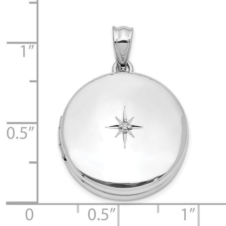 Sterling Silver 20mm Diamond Polished Round Locket
