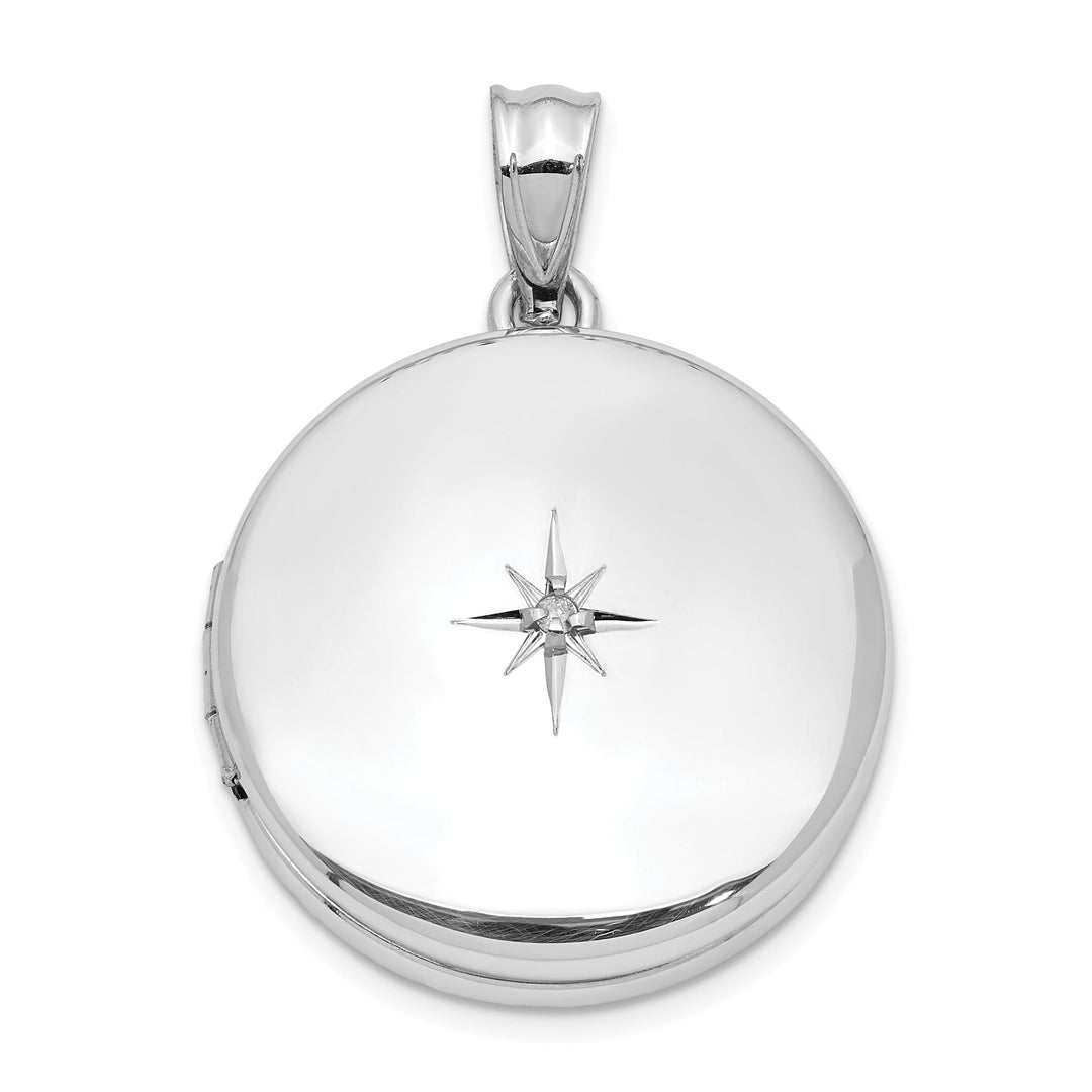 Sterling Silver 20mm Diamond Polished Round Locket