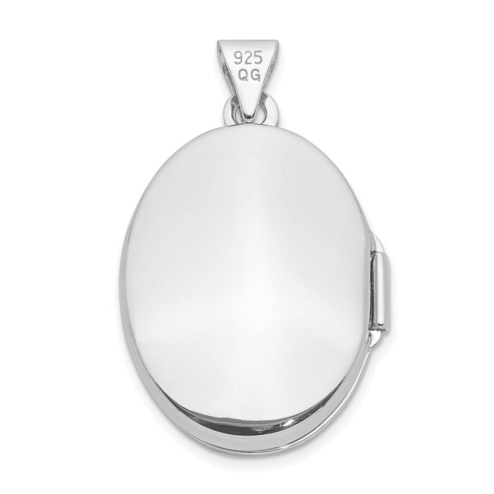 Sterling Silver Rhodium-plated Floral Design Oval Locket