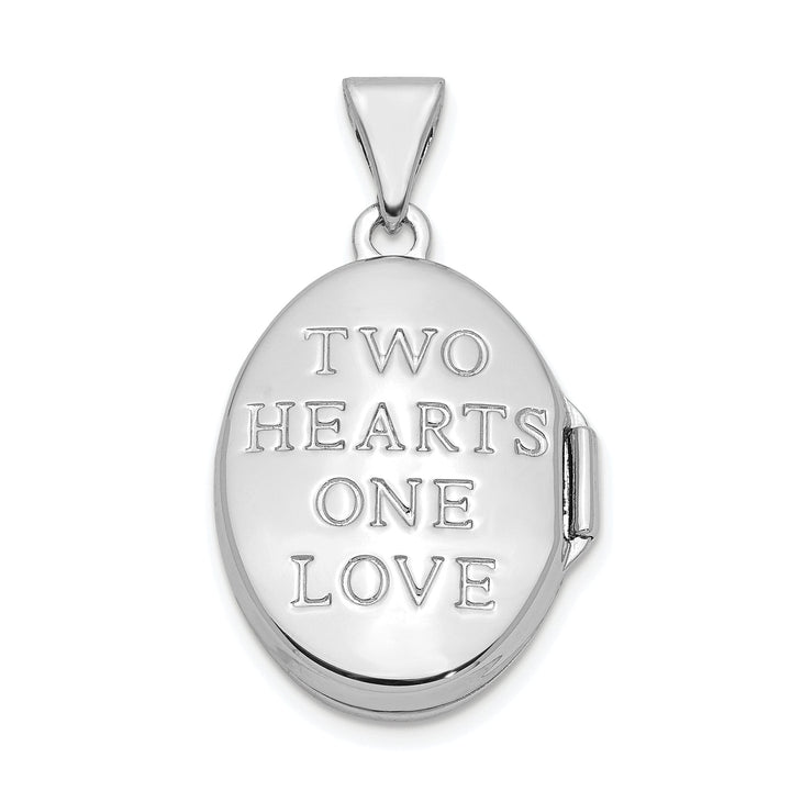 Sterling Silver Yellow Rhodium 17mm Two Hearts Oval Locket
