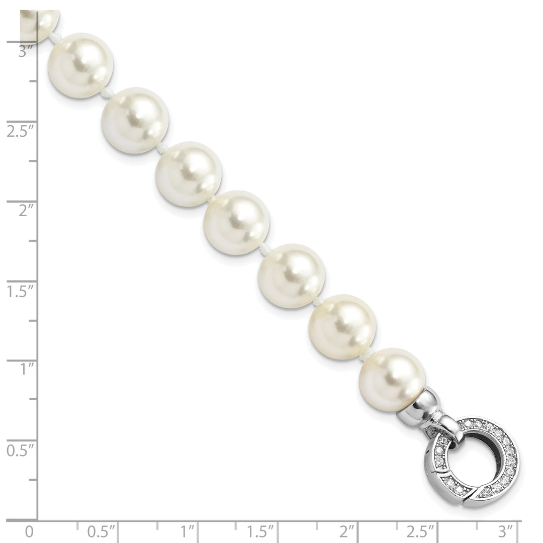 Silver Majestik Shell Pearl C.Z Fancy Bracelet