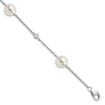 Silver Majestik White Shell Pearl C.Z Bracelet at $ 78.81 only from Jewelryshopping.com