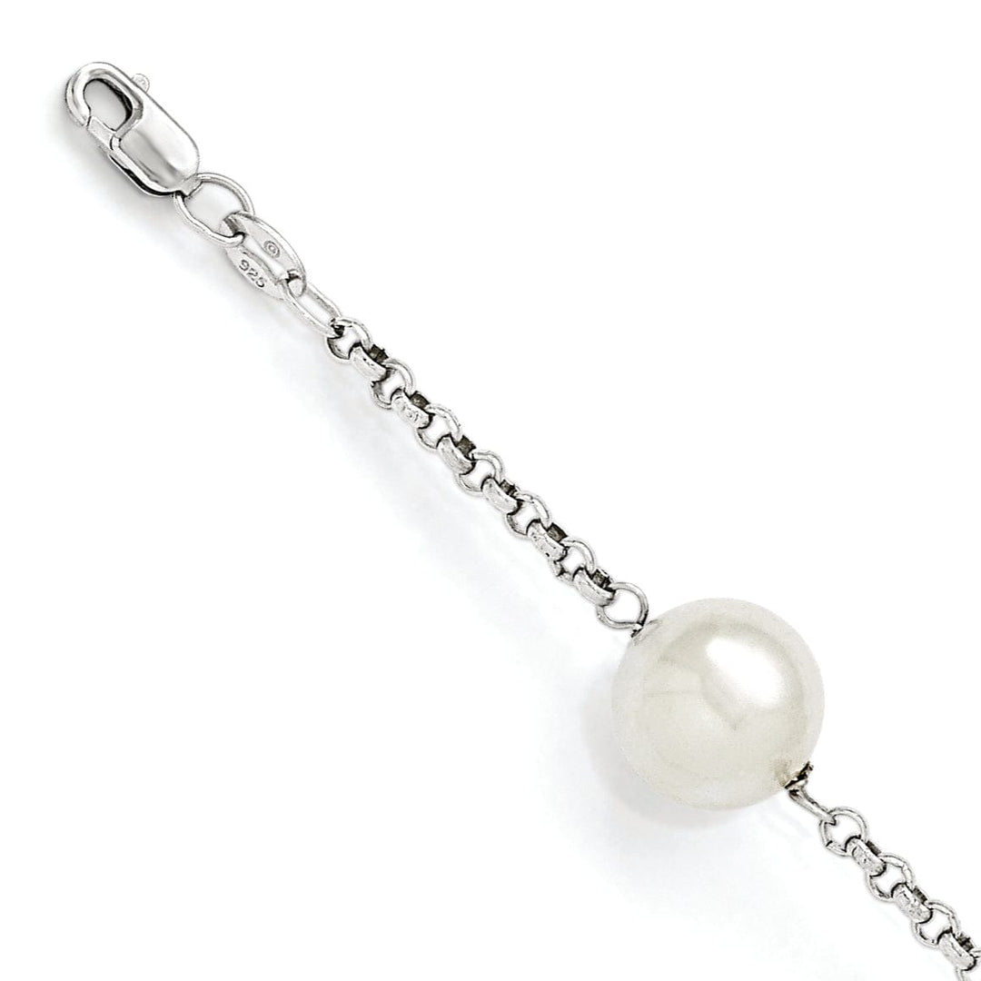 Silver Majestik White Shell Pearl Bead Bracelet