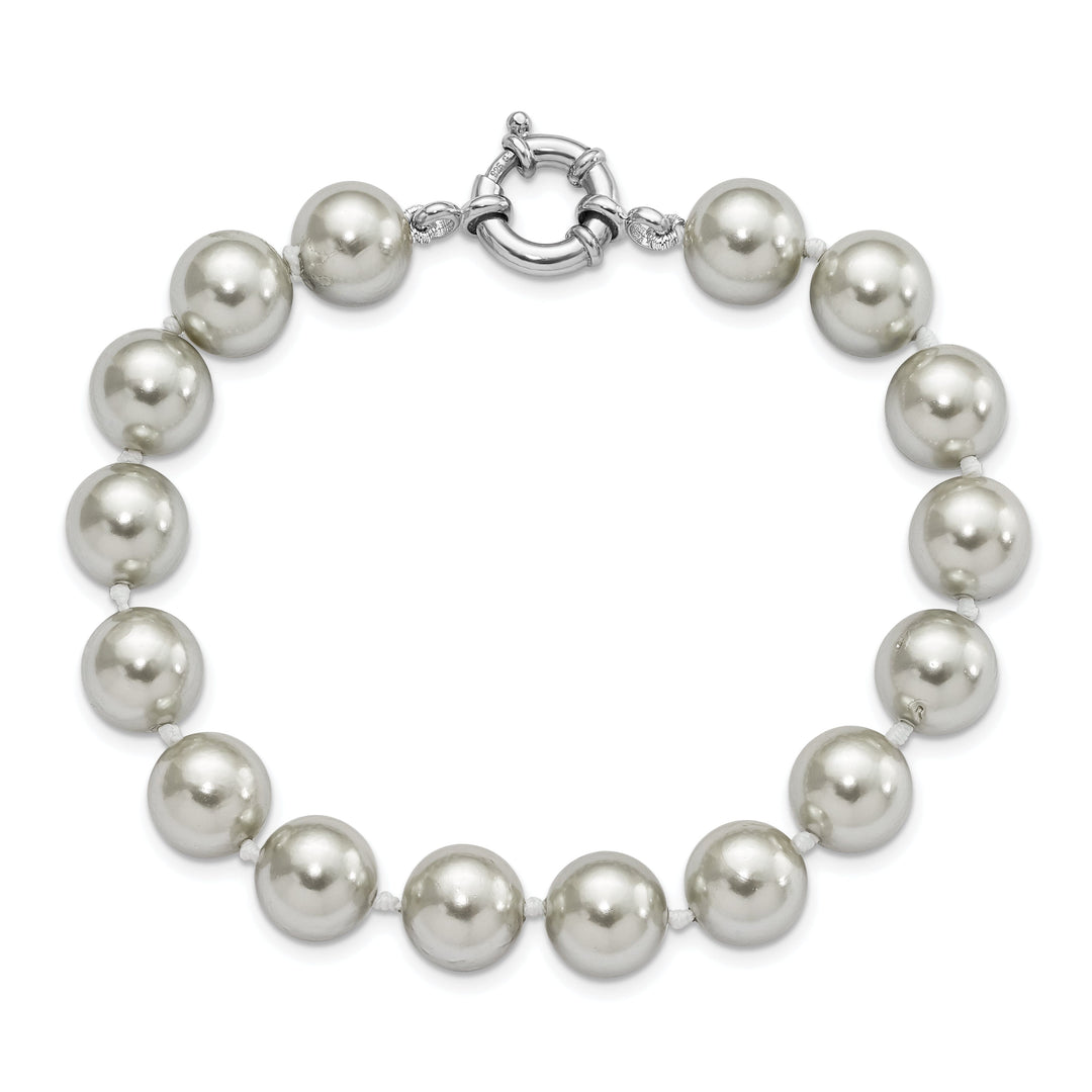 Silver Majestik Grey Shell Pearl Bead Bracelet