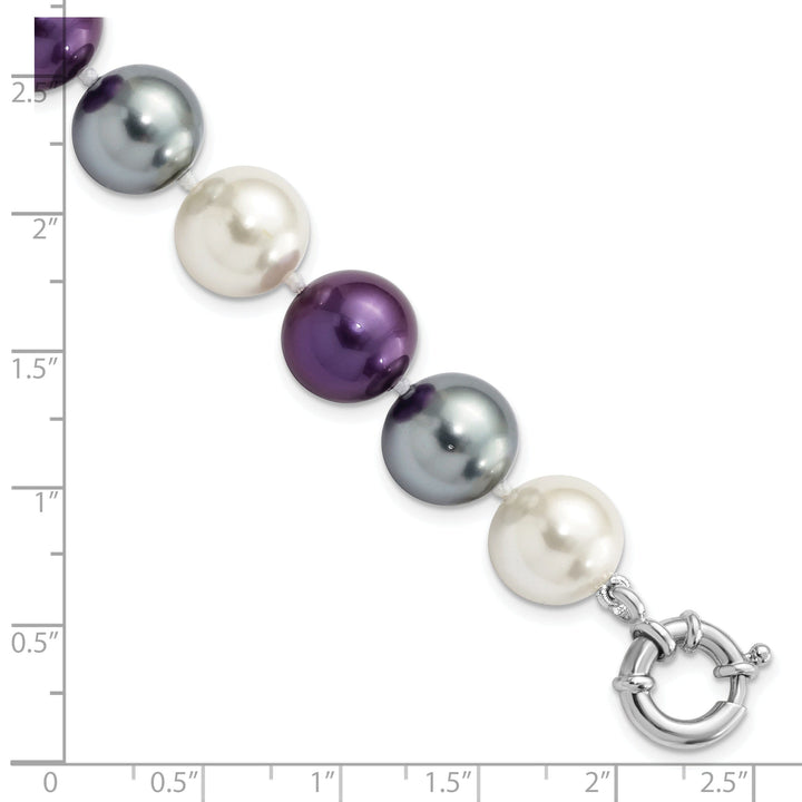 Silver White Purple Black Pearl Bracelet