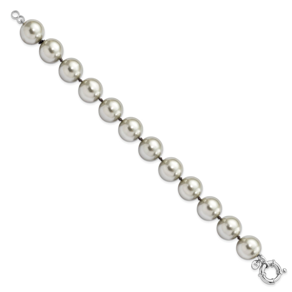 Silver Majestik Grey Shell Pearl Bead Bracelet