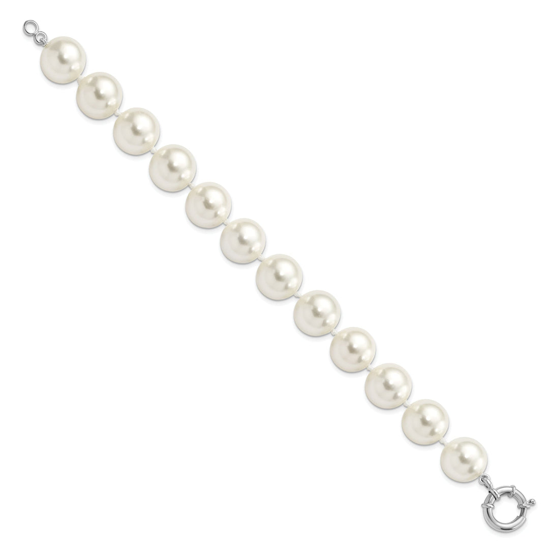 Silver Majestik White Shell Pearl Bead Bracelet