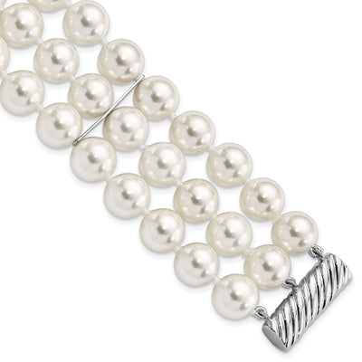 Silver Majestik White Shell Pearl Bead Bracelet at $ 142.17 only from Jewelryshopping.com
