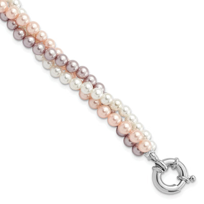 Silver Purple White Pink Shell Pearl Bracelet at $ 78.37 only from Jewelryshopping.com