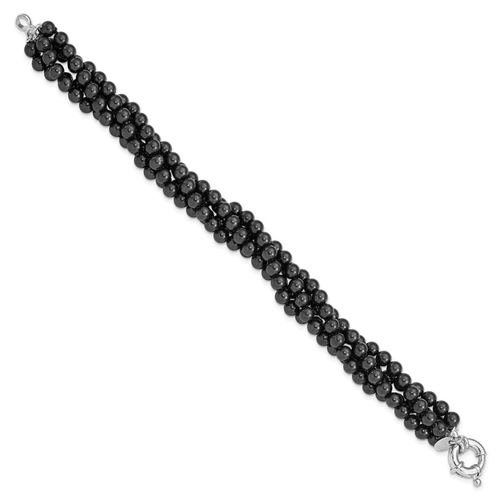 Silver Majestik Black Shell Pearl Bead Bracelet