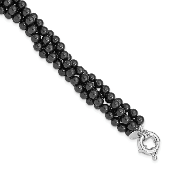 Silver Majestik Black Shell Pearl Bead Bracelet