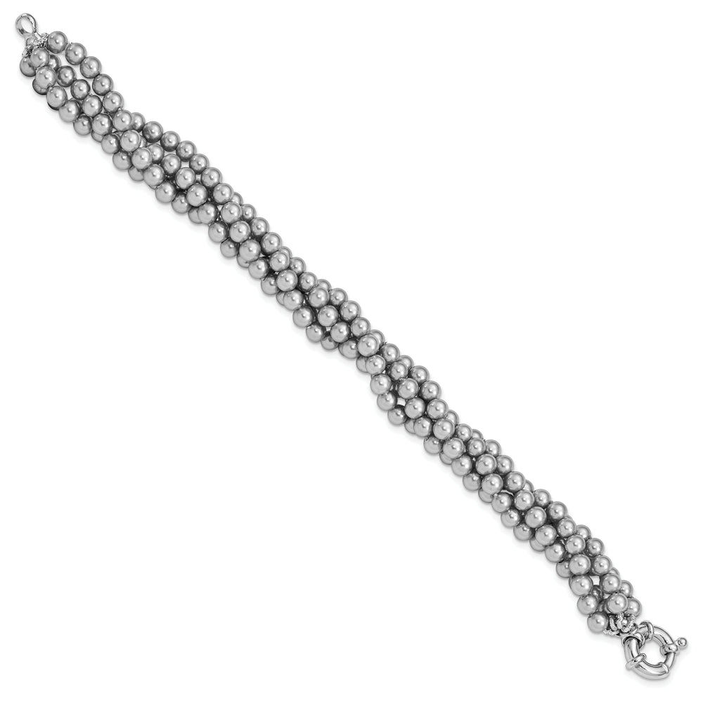 Silver Majestik Grey Shell Pearl Bead Bracelet