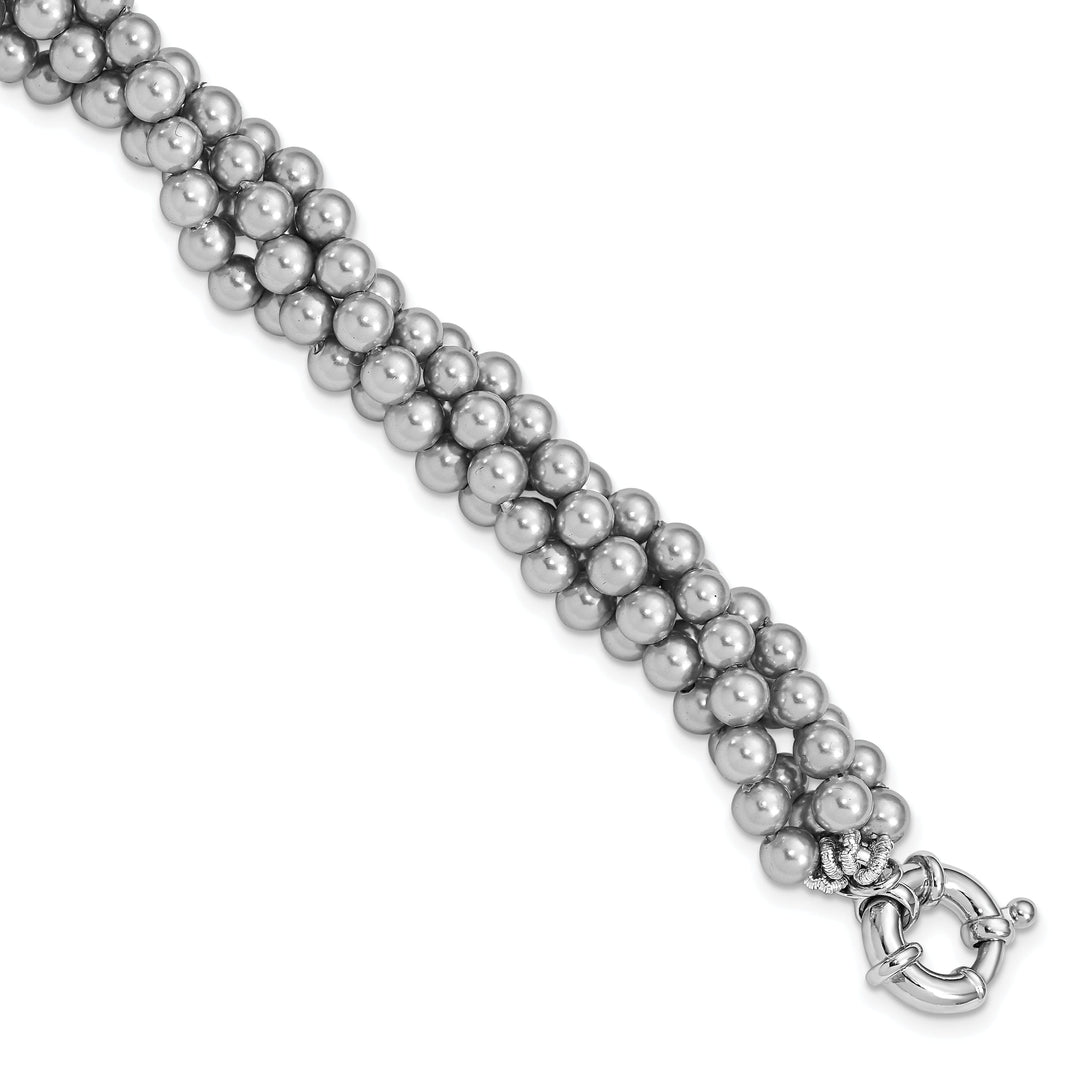 Silver Majestik Grey Shell Pearl Bead Bracelet