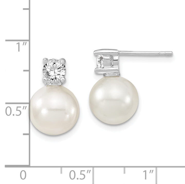 White Pearl and Cubic Zirconia Post Earrings