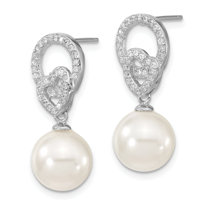 White Pearl and Cubic Zirconia Dangle Earrings