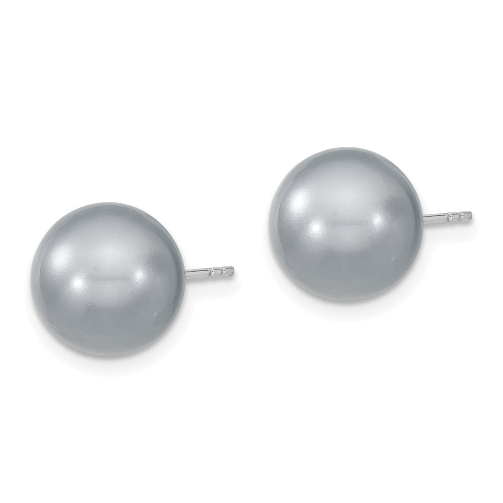Majestik Round Grey Pearl Stud Earrings
