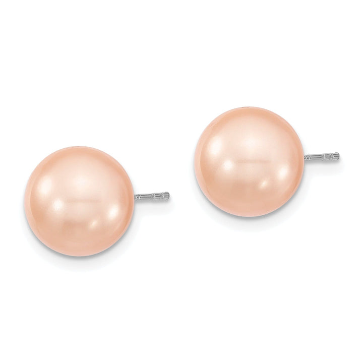 Majestik Round Pink Pearl Stud Earrings