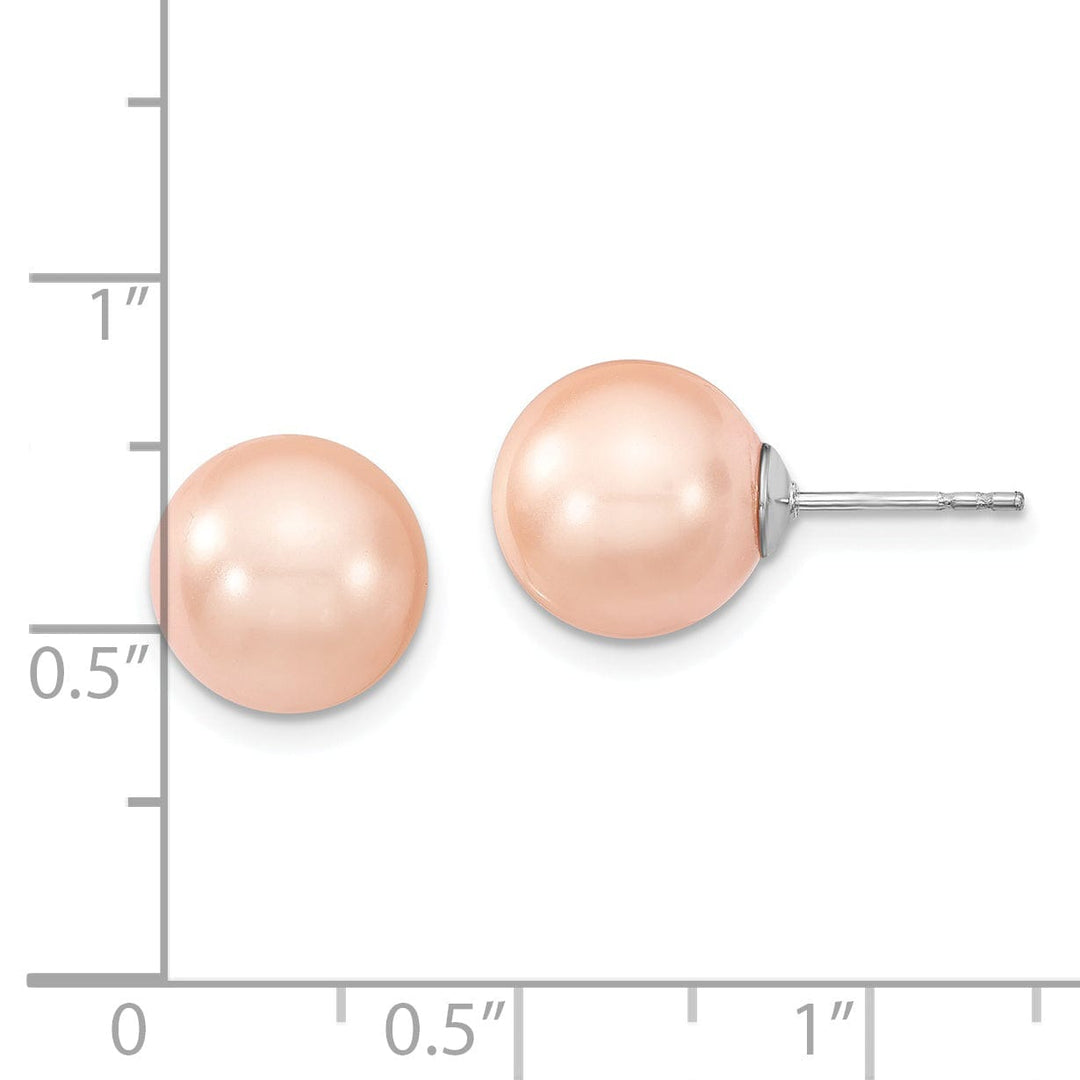 Majestik Round Pink Pearl Stud Earrings