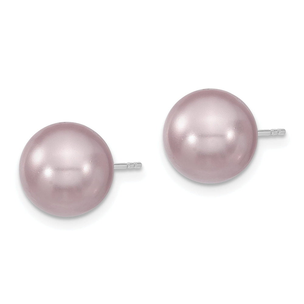 Majestik Round Purple Pearl Stud Earrings