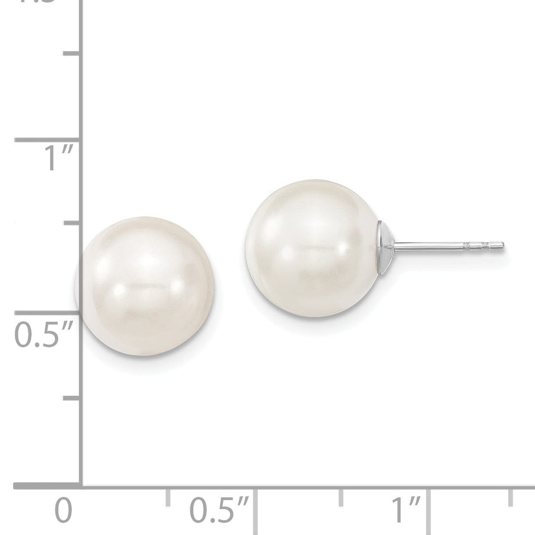 Majestik Round White Pearl Stud Earrings