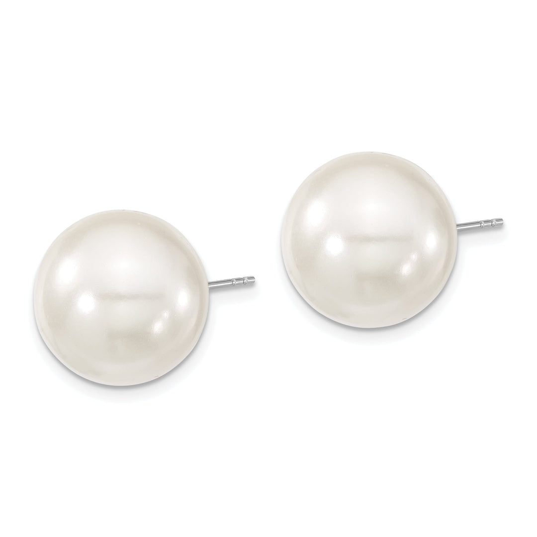 Majestik Round White Pearl Stud Earrings