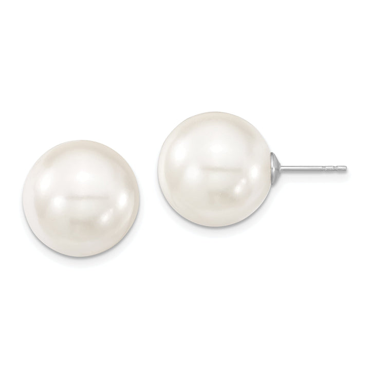 Majestik Round White Pearl Stud Earrings