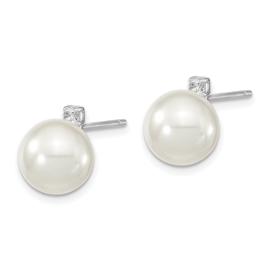 White Pearl and Cubic Zirconia Post Earrings