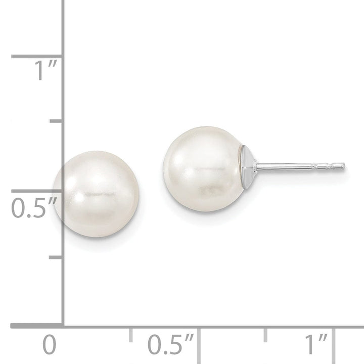 Majestik Round White Pearl Stud Earrings