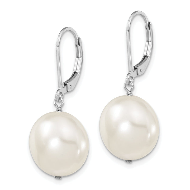 Majestik Coin White Pearl Leverback Earrings