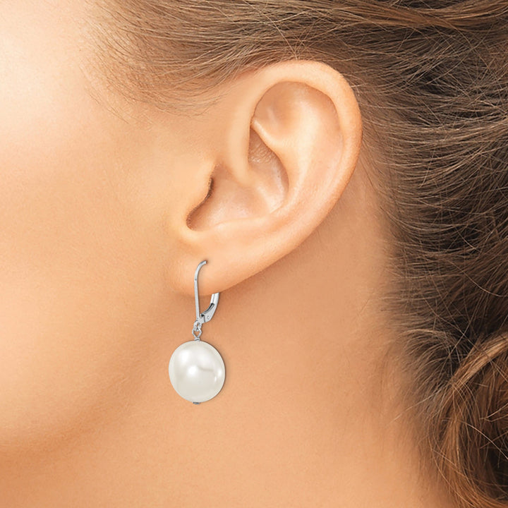 Majestik Coin White Pearl Leverback Earrings